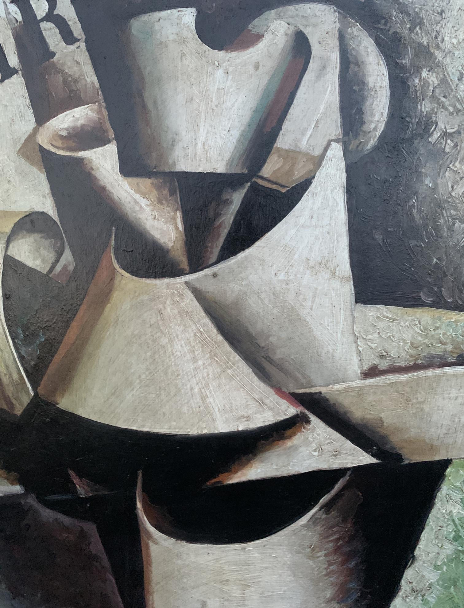 Abstract cubist oil painting Man’s thoughts by V. Konotopsky, Lyubov Popova inspired
