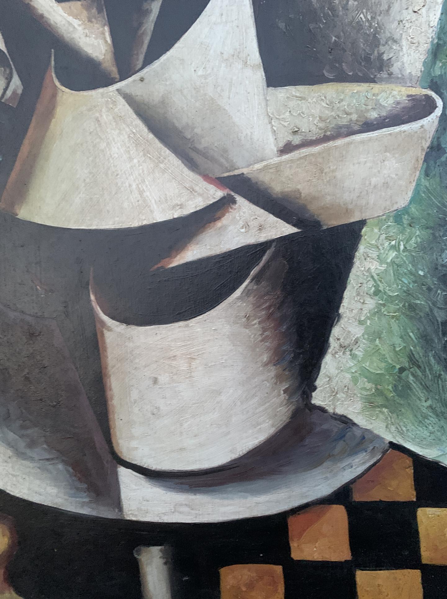 Abstract white gray textured ceramic bowls inspired by Lyubov Popova painting