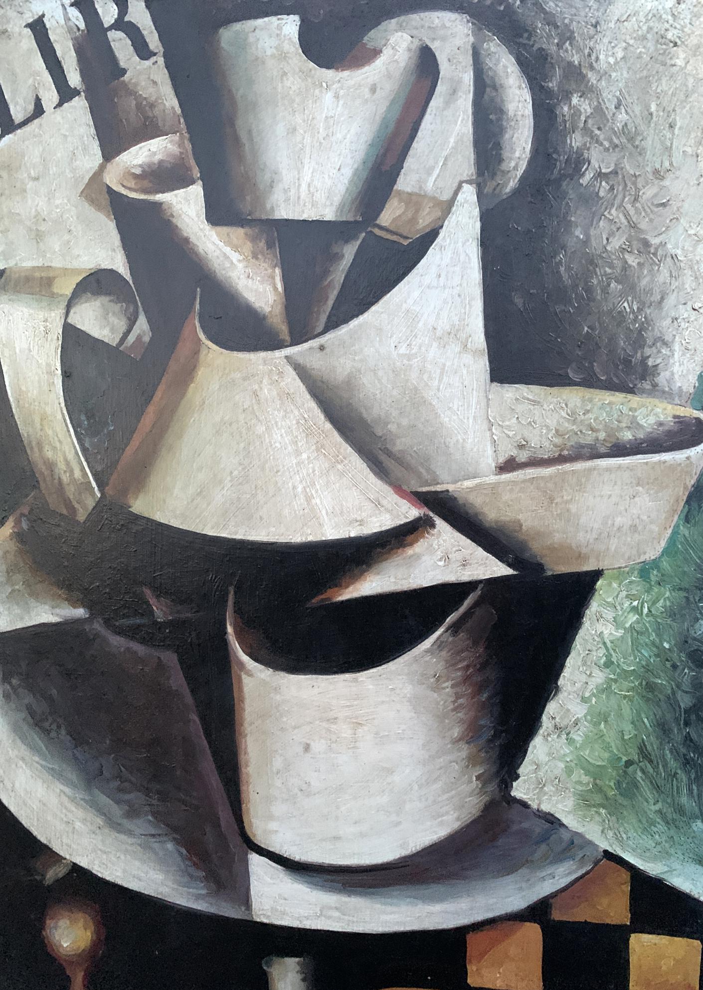 Abstract cubist oil painting Mans thoughts by V. Konotopsky, Lyubov Popova inspired