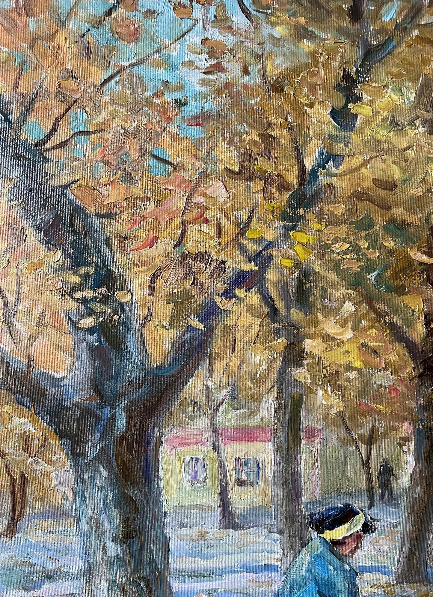 Oil painting Autumn on the chestnut street V. Mishurovsky