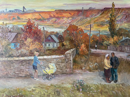 Oil painting Autumn evening in the city V. Mishurovsky