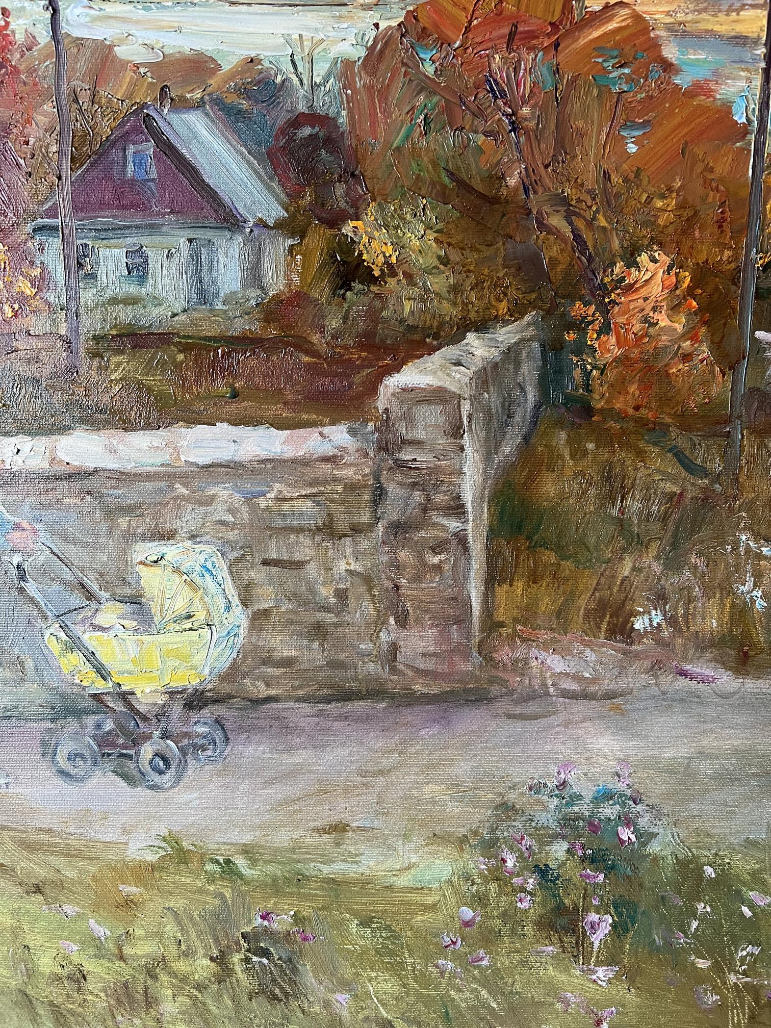 Oil painting Autumn city