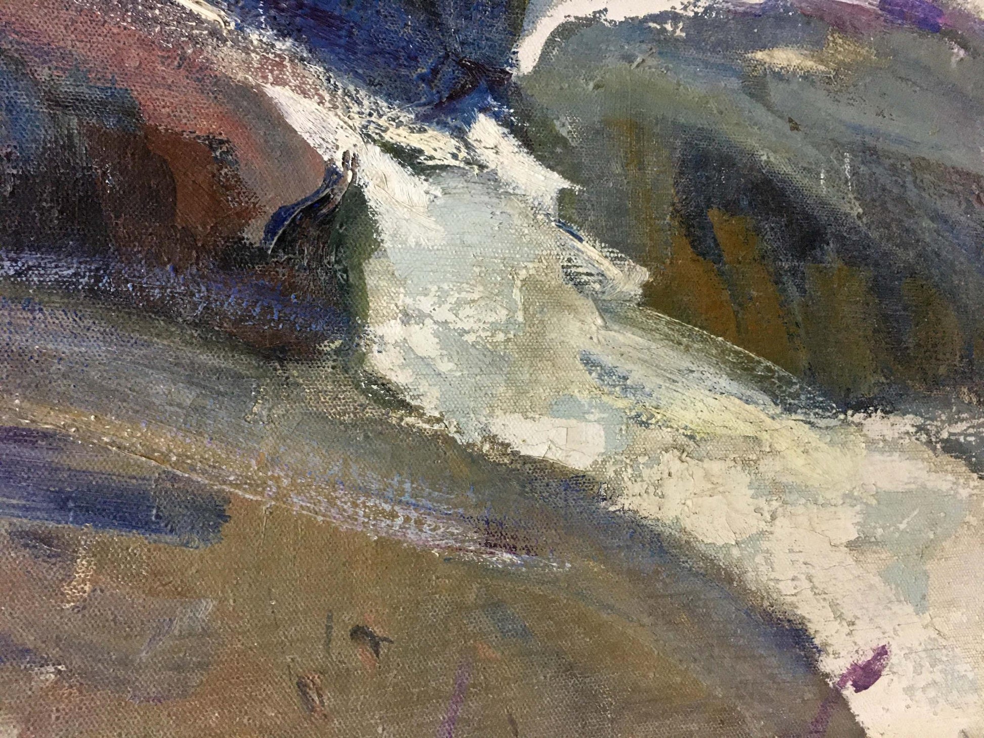 Oil painting Sea Breeze by Zakharov Fedor Zakharovich, textured canvas with bold white, blue, brown, gray brushstrokes