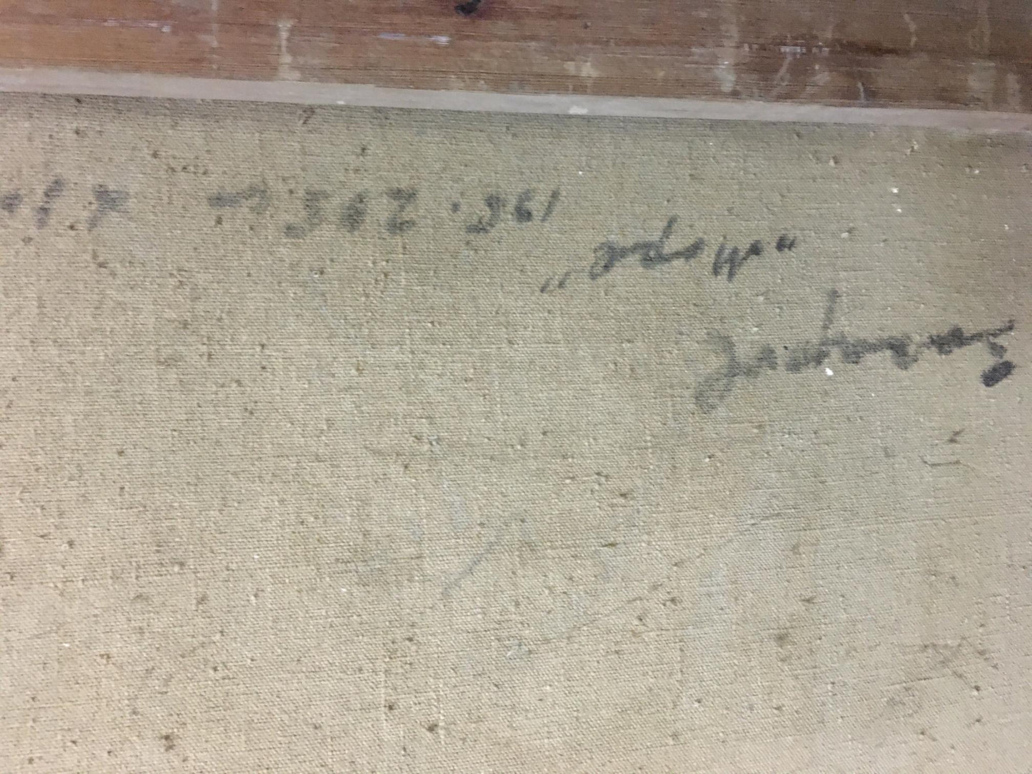 Back of Oil painting Sea breeze by Zakharov Fedor Zakharovich with faded signature