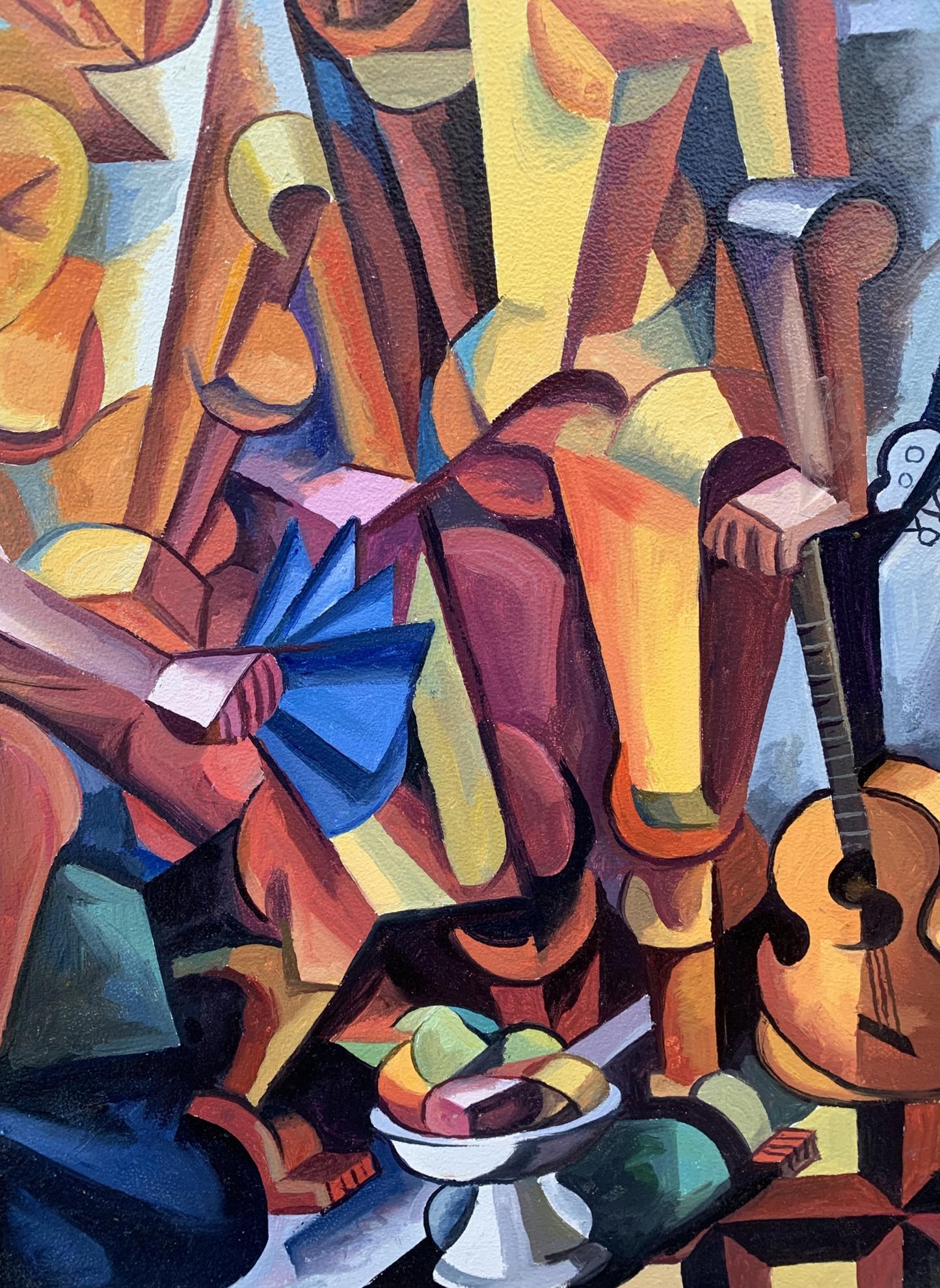 Abstract Symphony of Musicians oil painting by Victor Konotopsky with fruit bowl