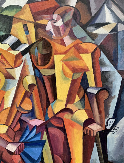 Abstract cubist Symphony of Musicians oil painting by Victor Konotopsky