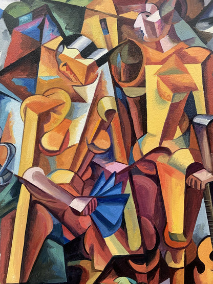 Vibrant abstract oil painting Symphony of Musicians by Victor Konotopsky