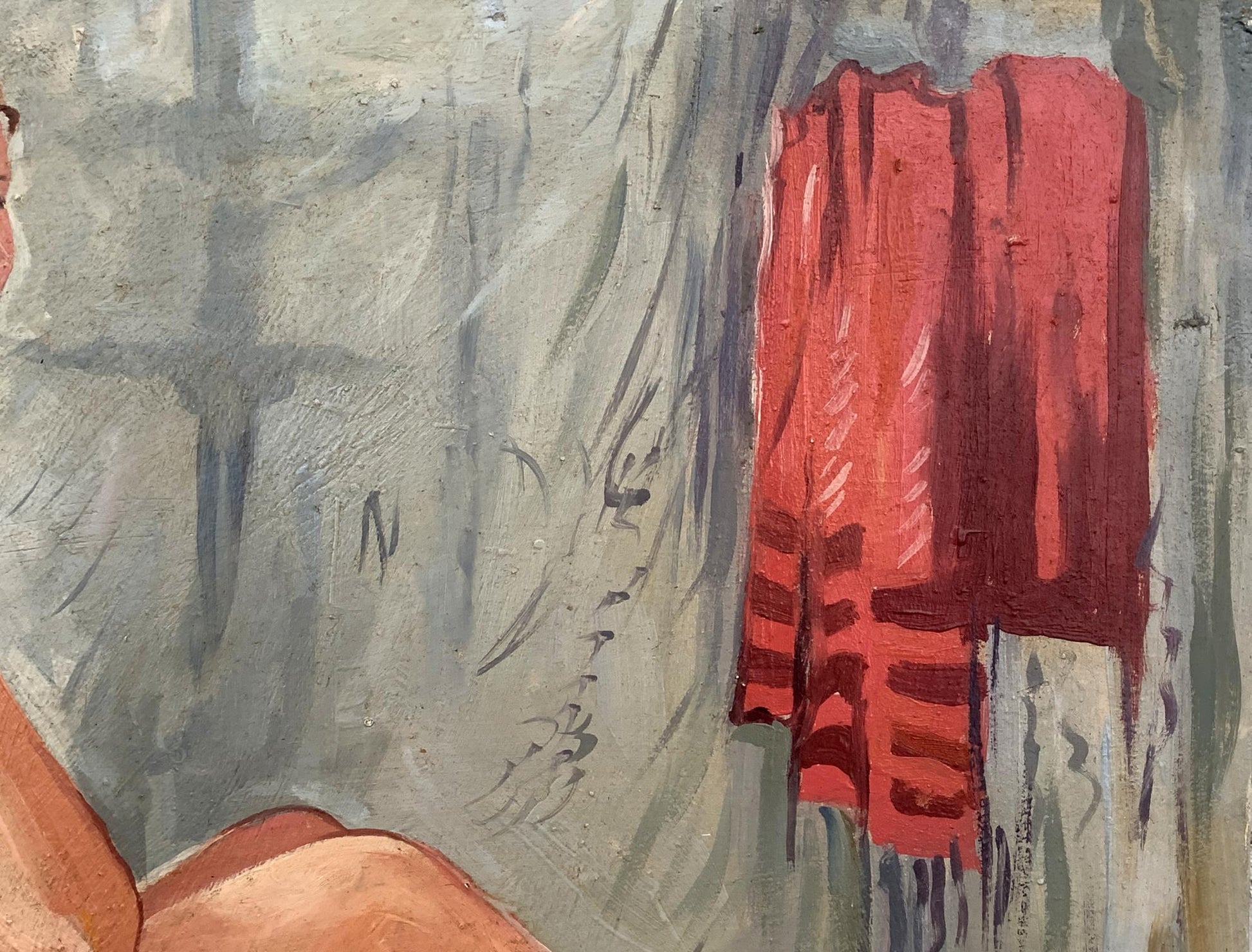 Oil painting of female figure by V. Konotopsky based on Yuri Pimenov