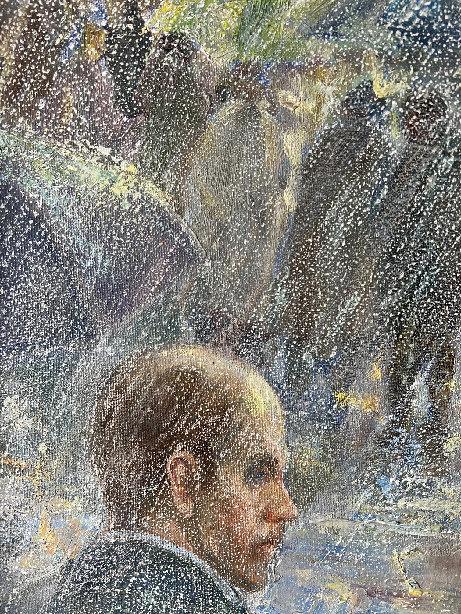 Oil painting rain City 