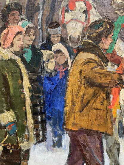 Oil painting of Santa Claus by Weissburg Efim Efimovich in winter attire