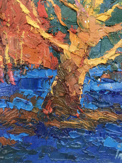 Oil Painting Nature Landscape Village landscape 