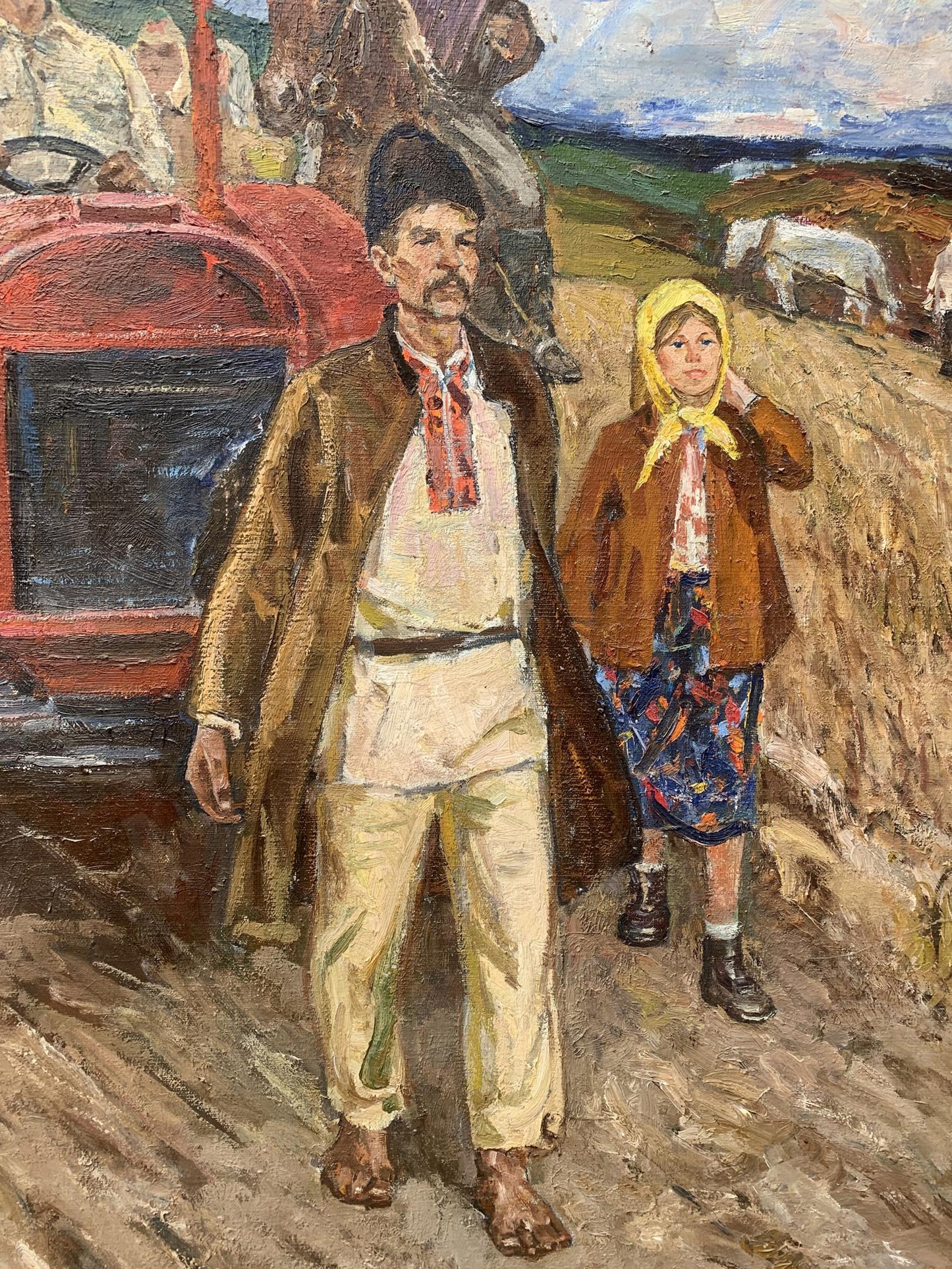 Rustic oil painting First Tractor by Weissburg Efim Efimovich
