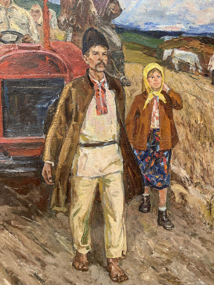 Rustic oil painting First Tractor by Weissburg Efim Efimovich