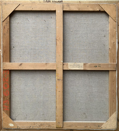 Back of wooden-framed canvas for Oil painting First tractor Weissburg Efim Efimovich