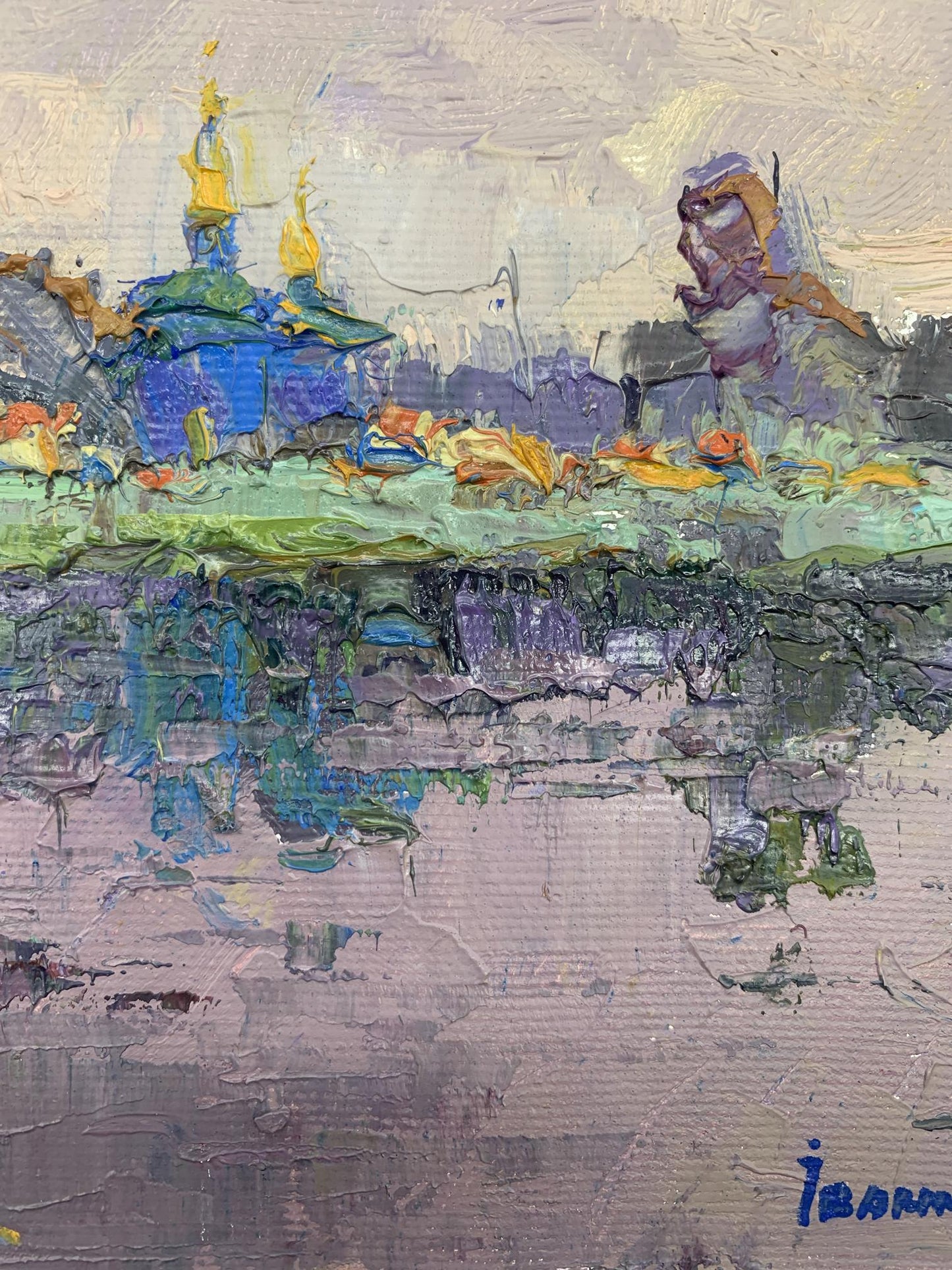 In "Evening Bell," Ivanyuk illustrates the serenity of the evening hour