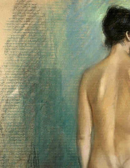 Pastel painting Undraped girl 