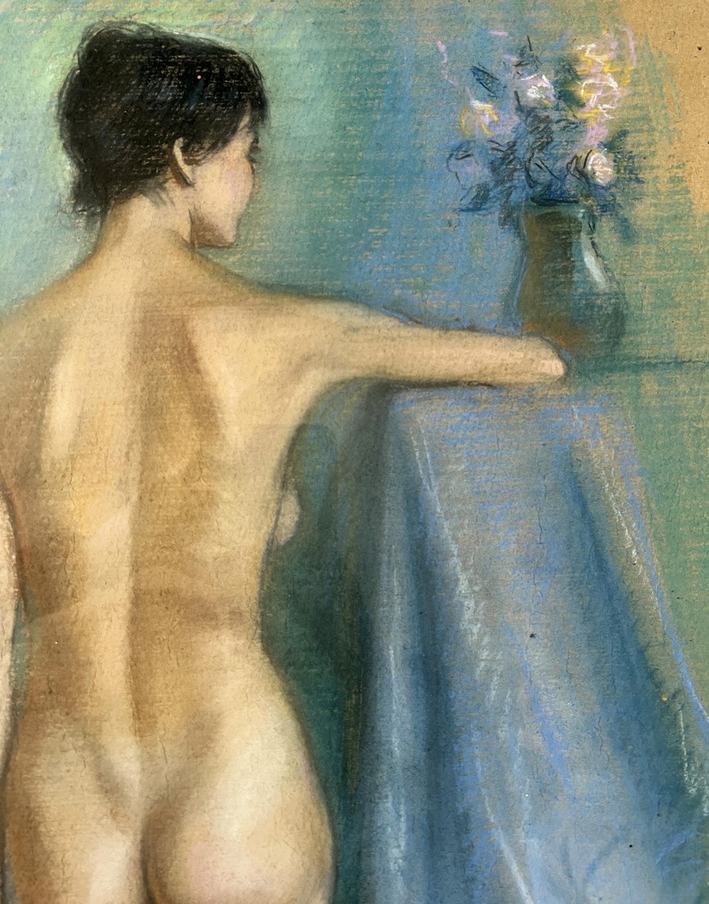 Pastel painting Portraits Undraped girl 