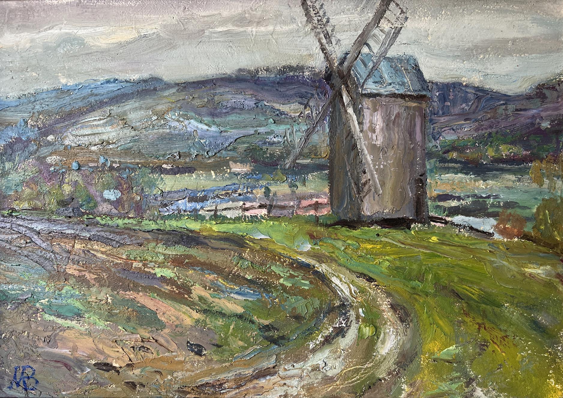 Oil painting Windmill in the field V. Mishurovsky