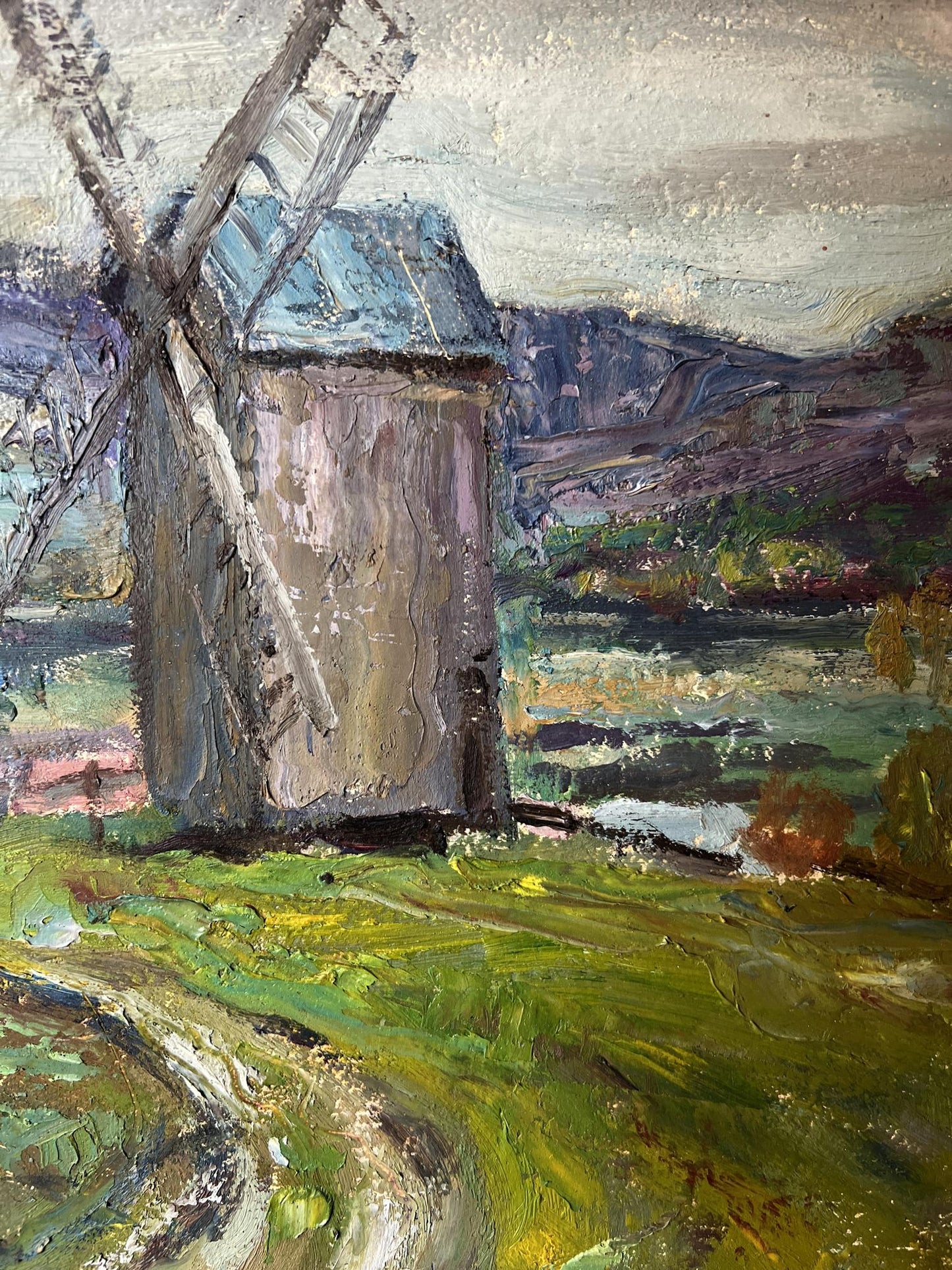 Oil Painting Village Nature Landscape 