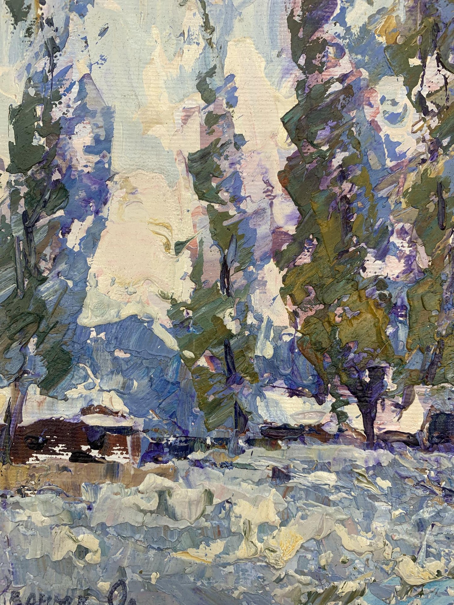 Oil Painting Nature Winter Landscape 
