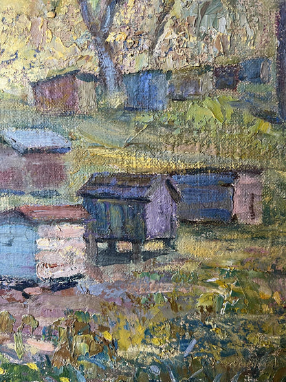 Oil Painting Village Nature Landscape 