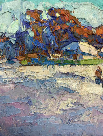 Oksana Ivanyuk's painting depicts the enduring chill of winter, even in its center