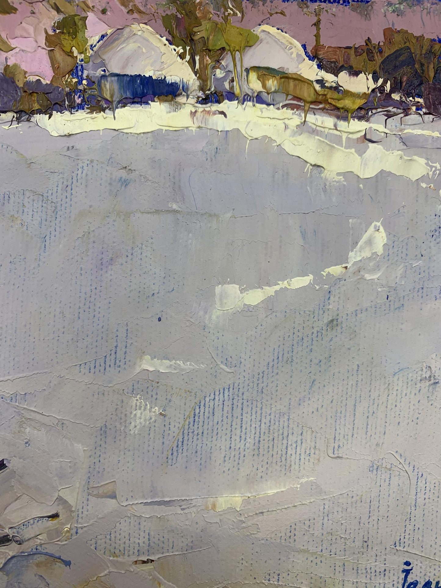 Oil Painting Winter Nature Landscape 