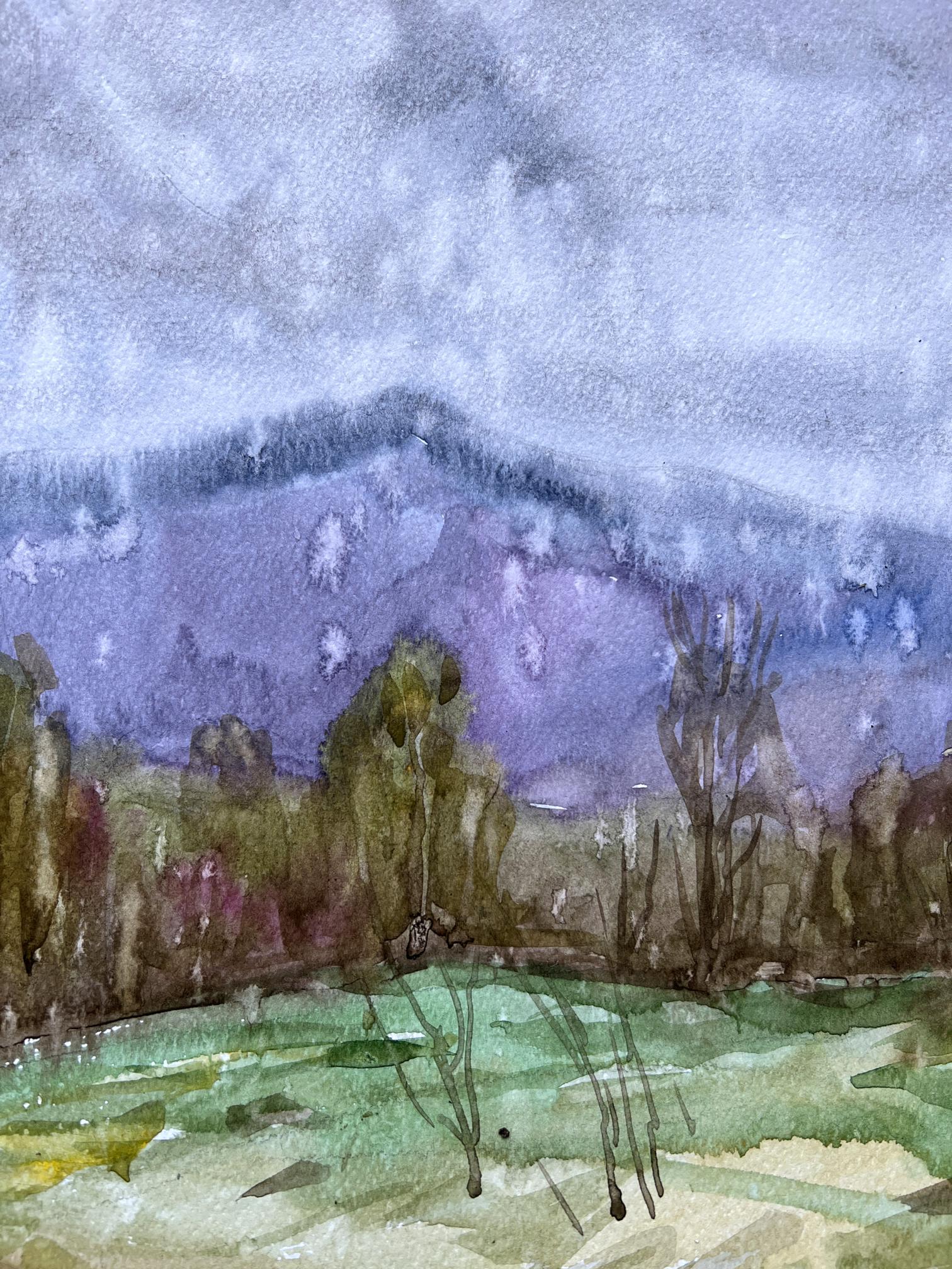 Watercolor painting Mountain Nature Landscape 