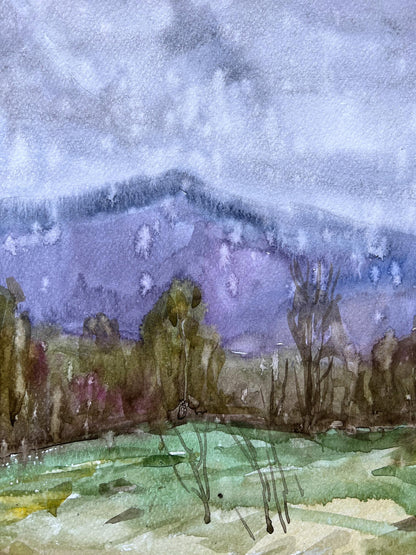 Watercolor painting Mountain Nature Landscape 