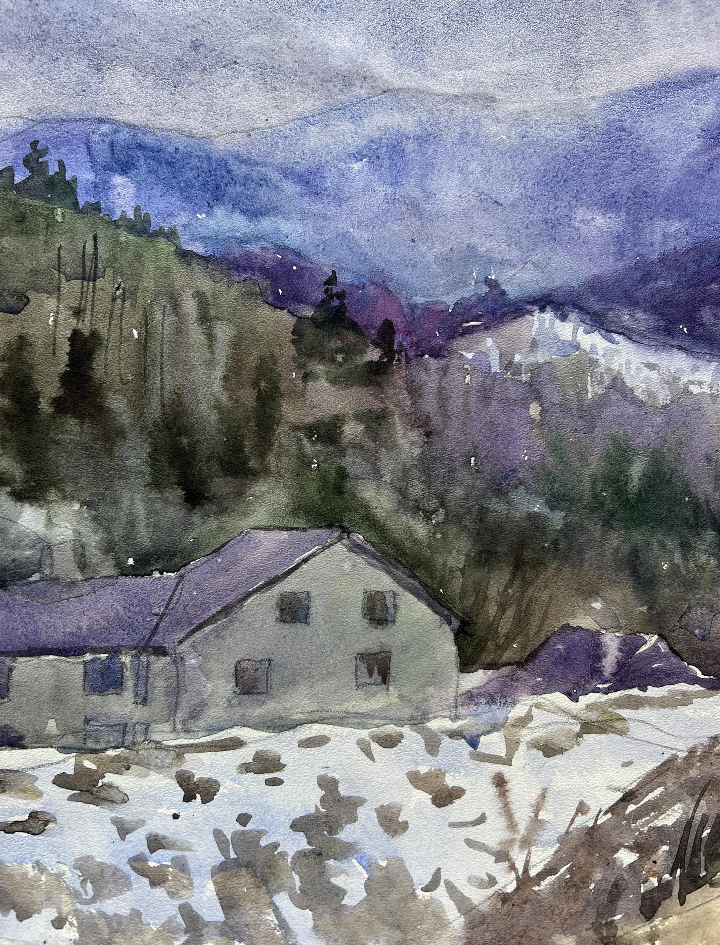 Watercolor painting Nature Landscape 