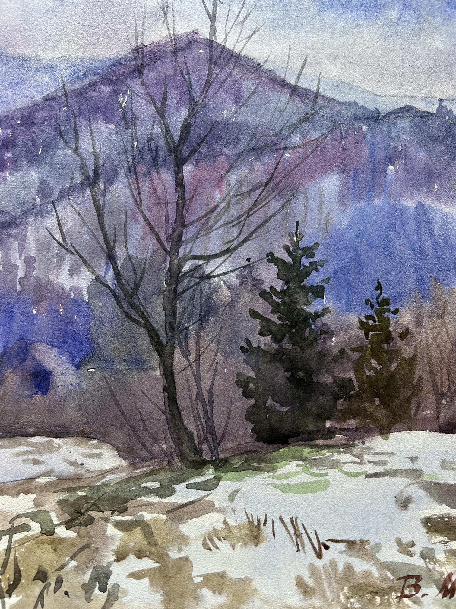 Watercolor painting Mountain Nature Landscape 