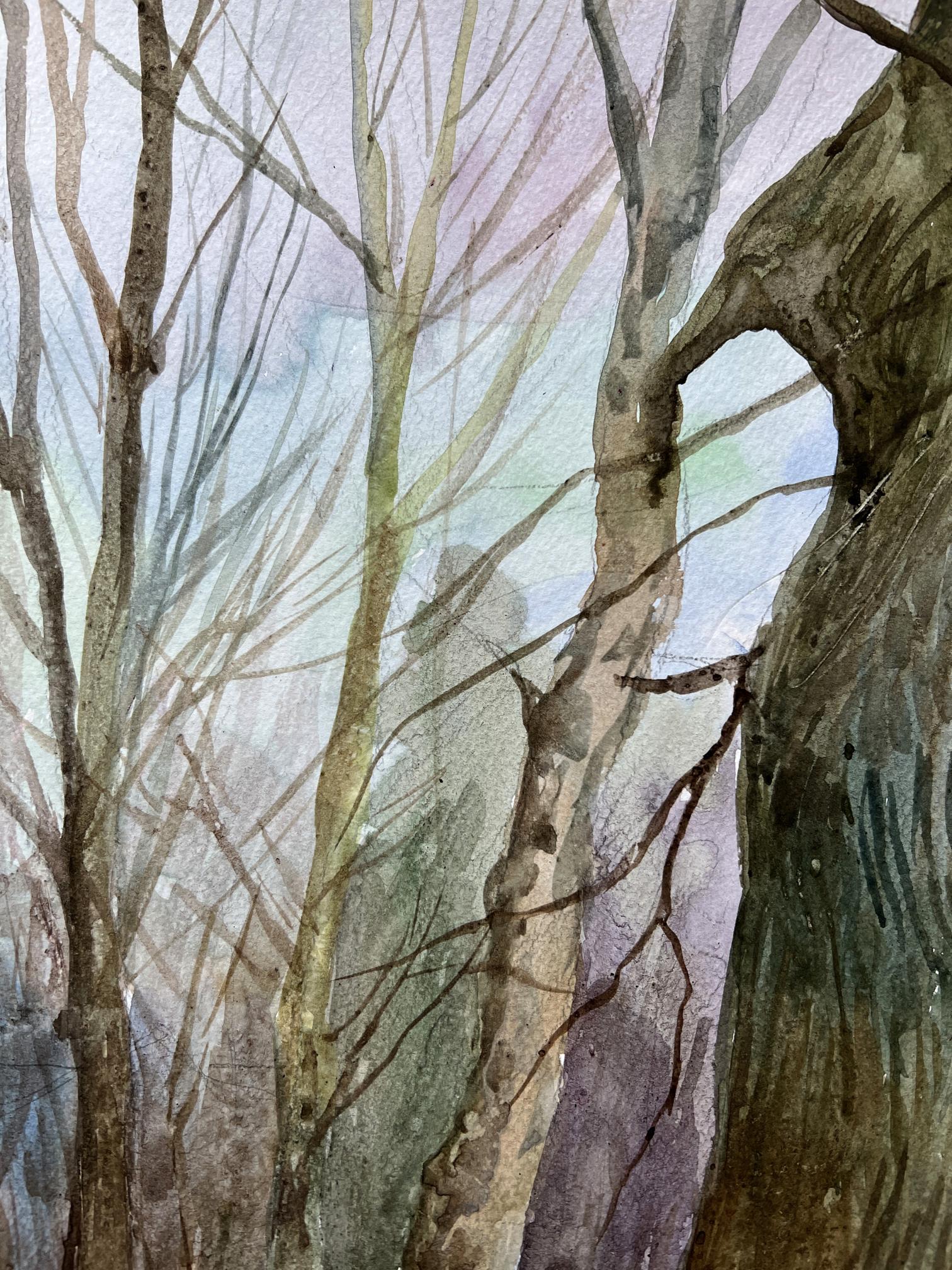 Watercolor painting tree 