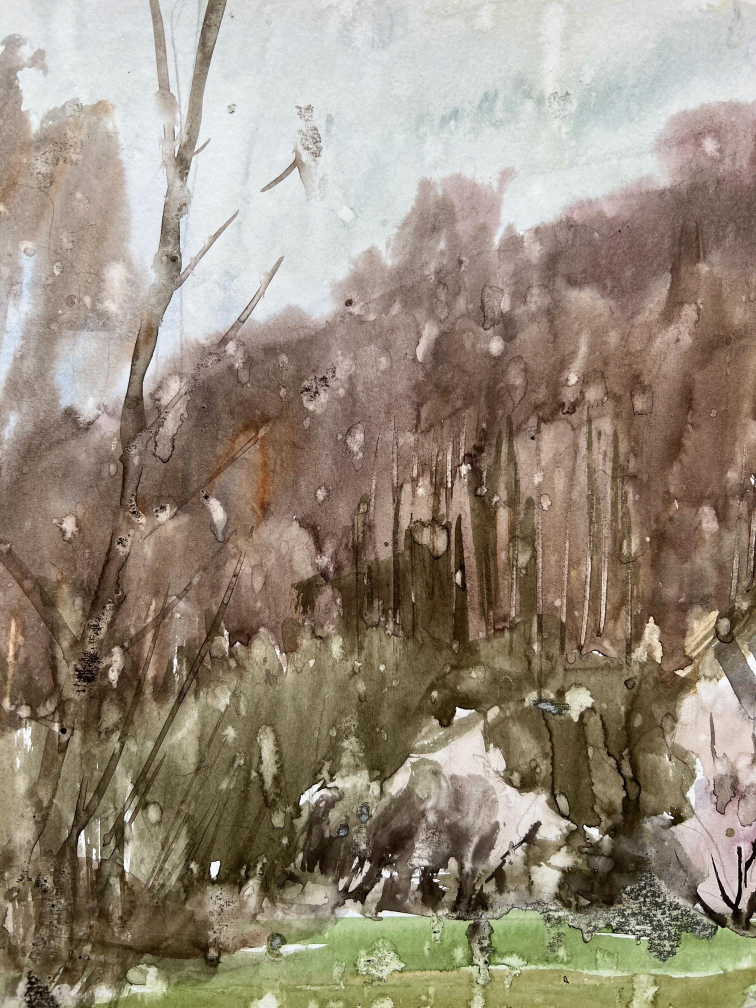 Watercolor painting rain