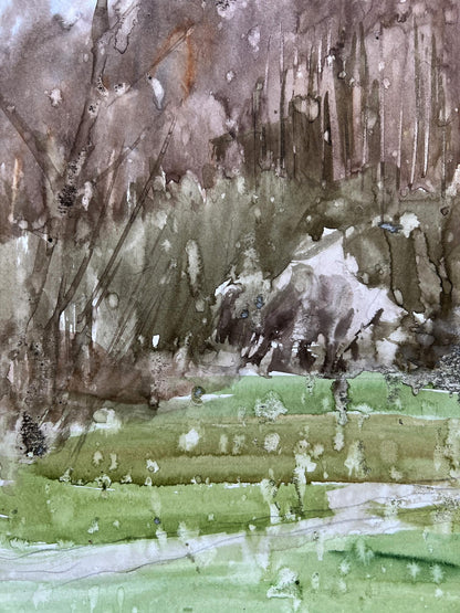 Watercolor painting Nature Landscape 