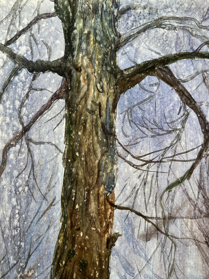 Watercolor painting snow
