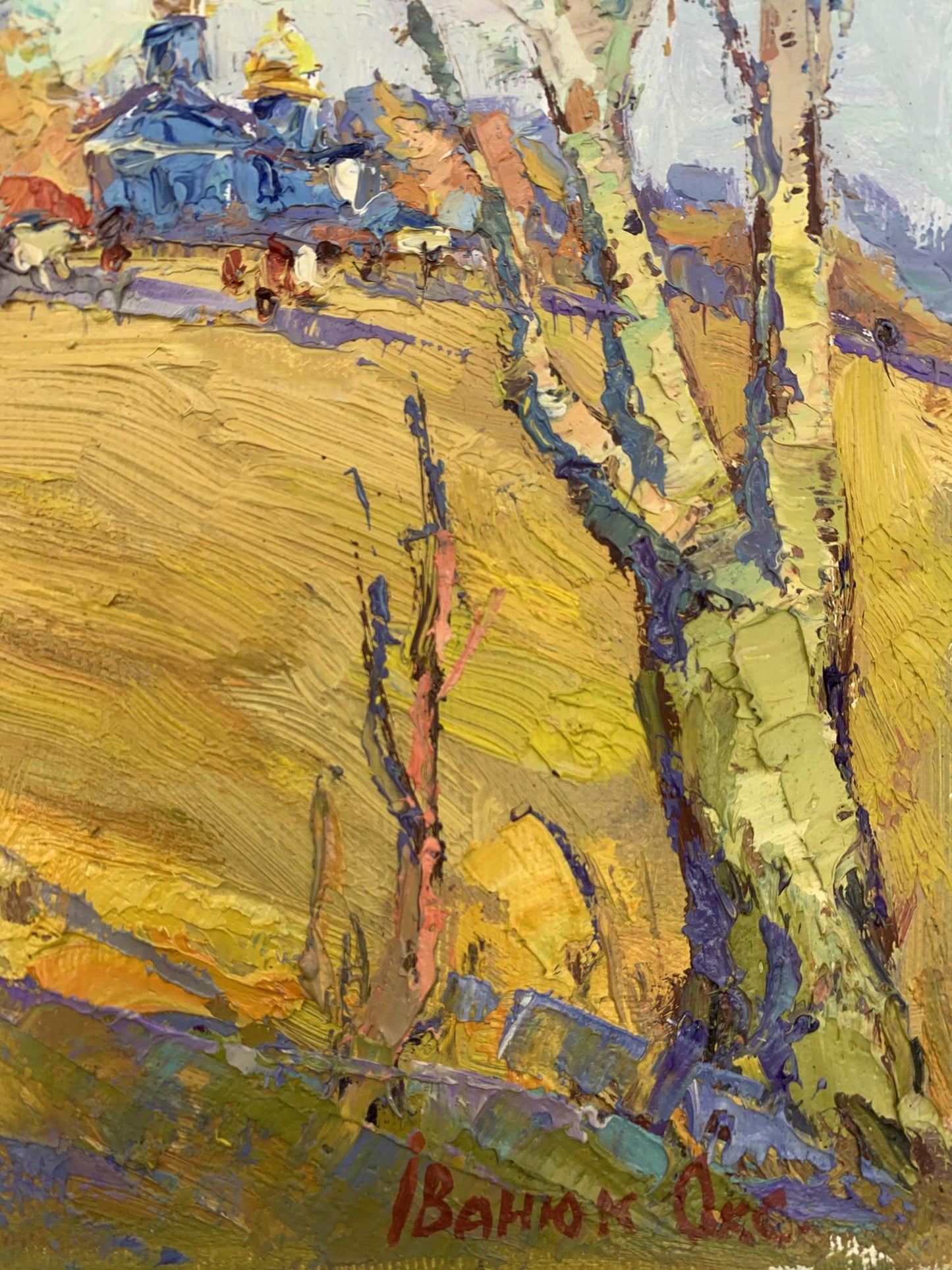 Vibrant impressionist oil painting The sound of autumn bells by Oksana Ivanyuk