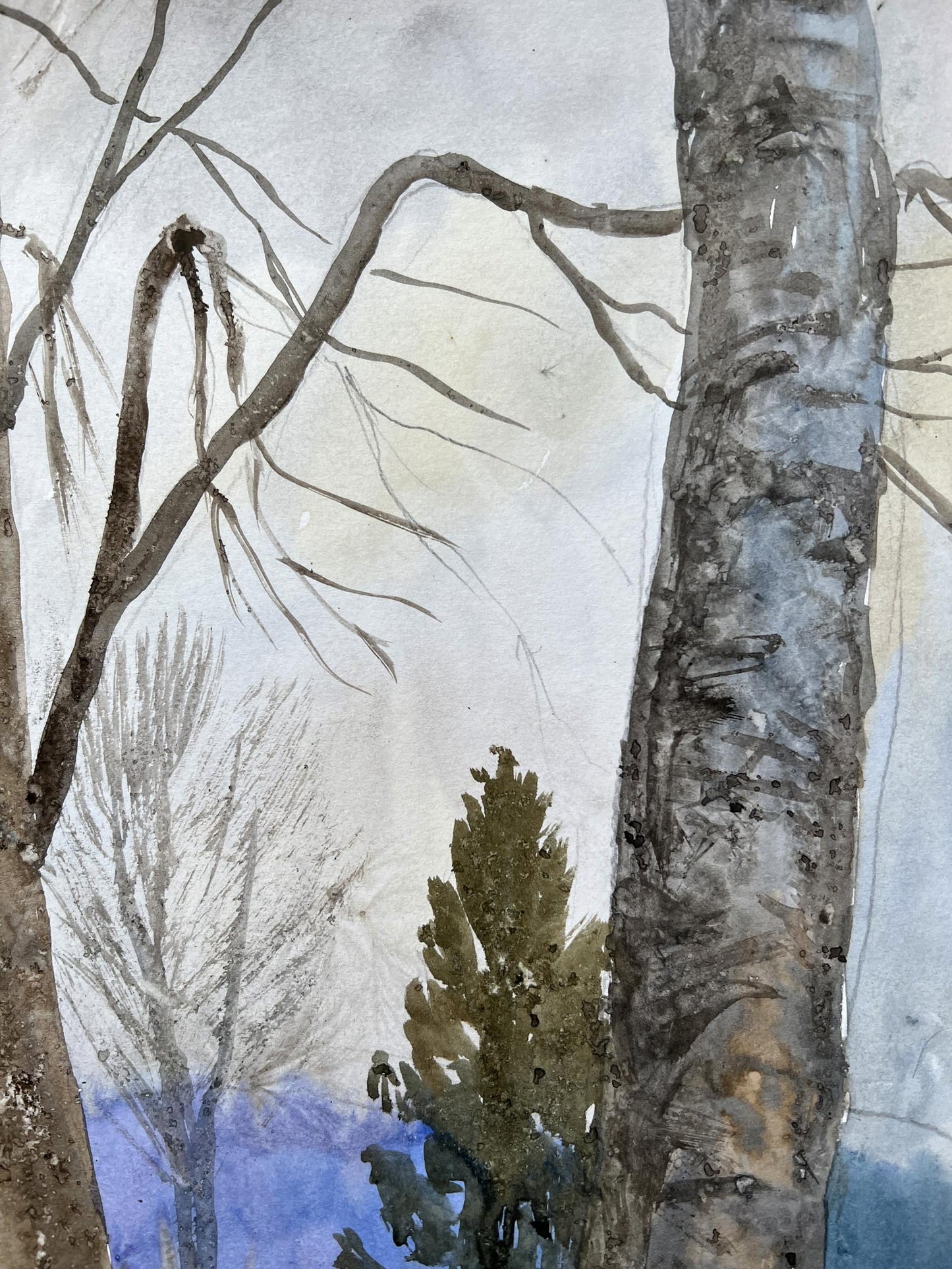 Watercolor painting Autumn Nature Landscape 