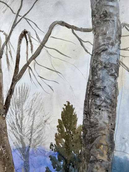 Watercolor painting Autumn Nature Landscape 