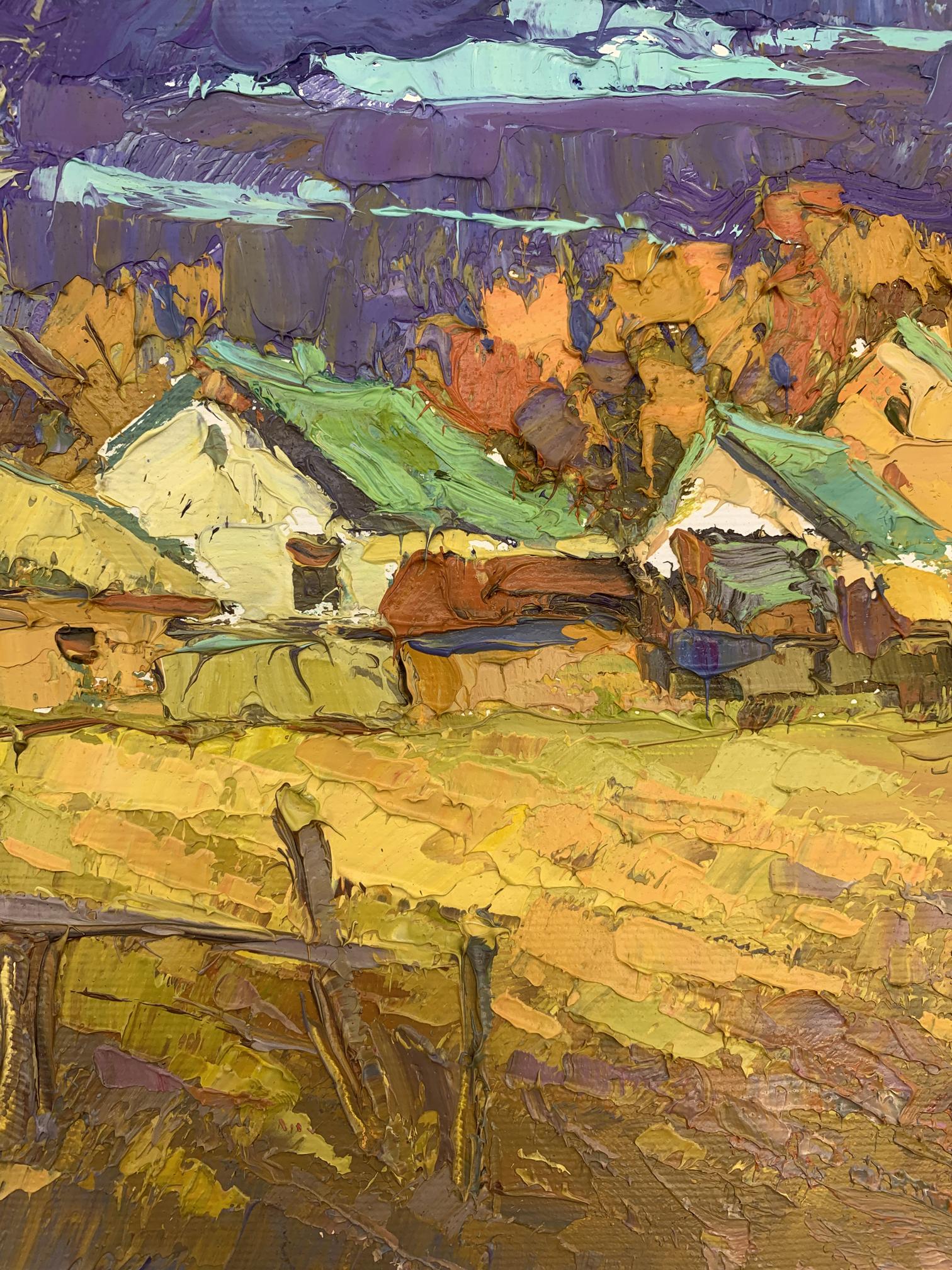 Oil Painting Village Nature Landscape 