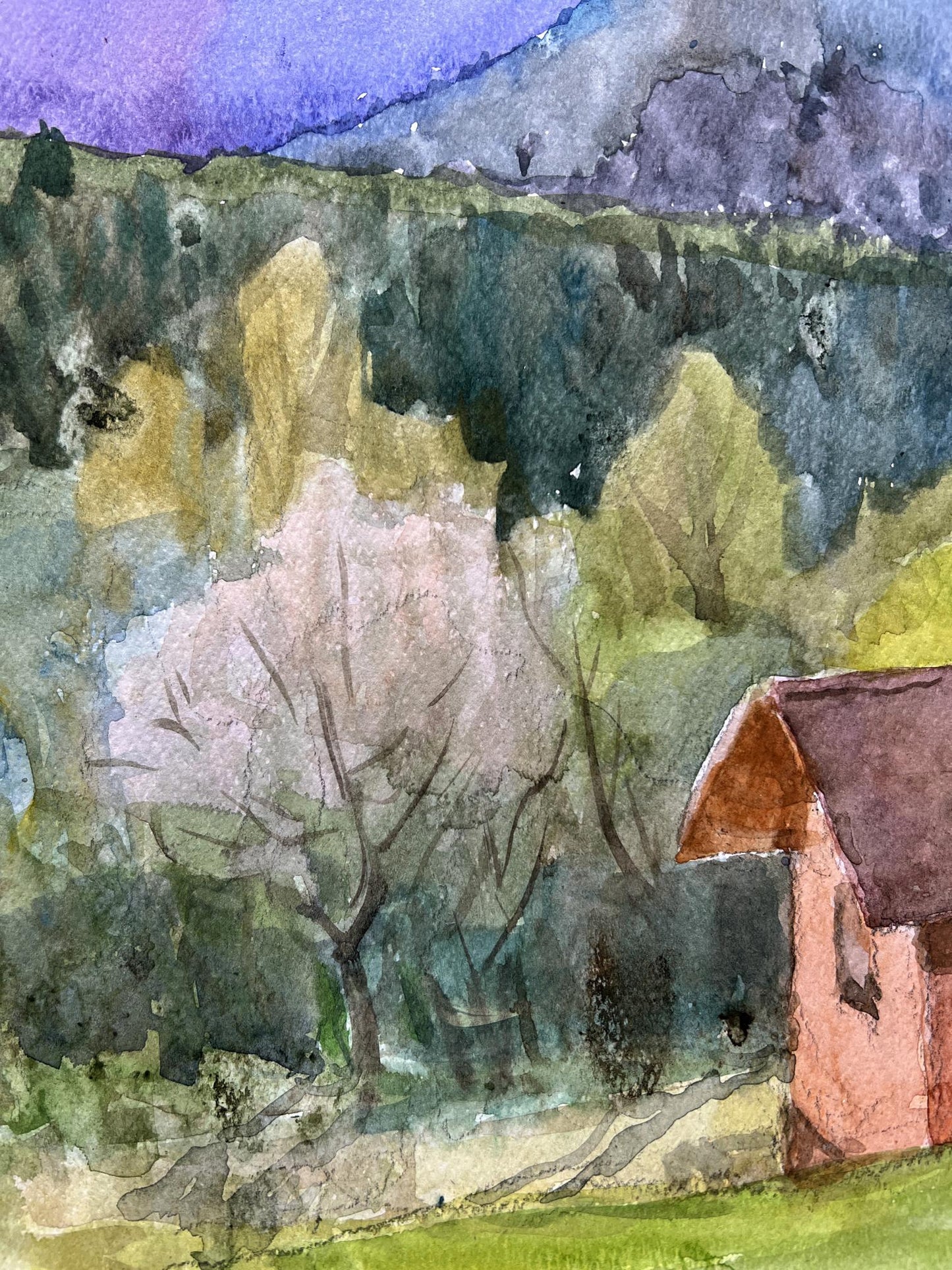 Watercolor painting Nature Landscape 