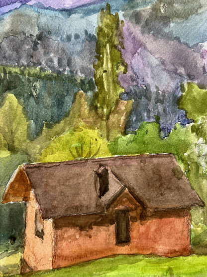Watercolor painting Mountain Nature Landscape 