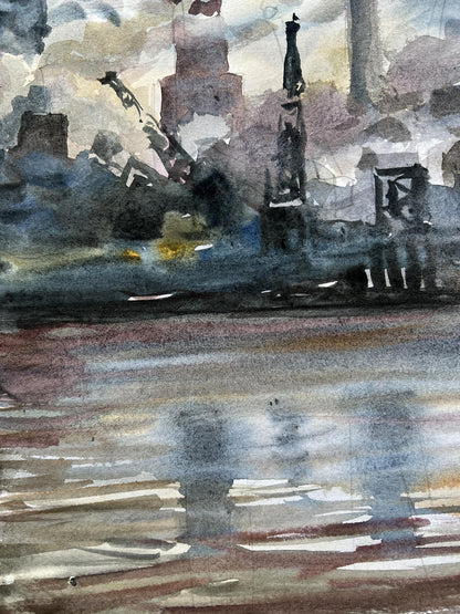 Gouache painting Urban landscape  