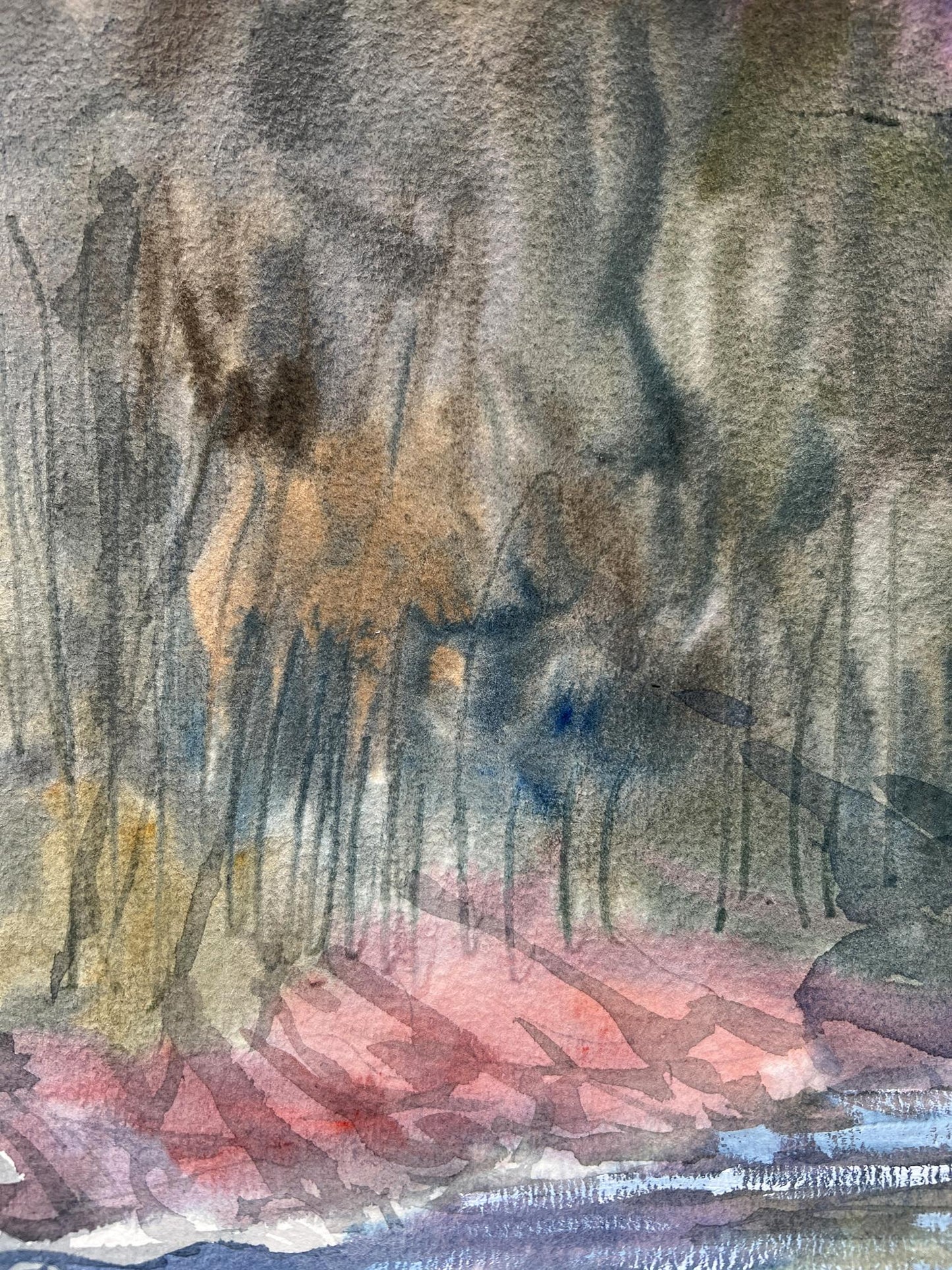 Watercolor painting river 