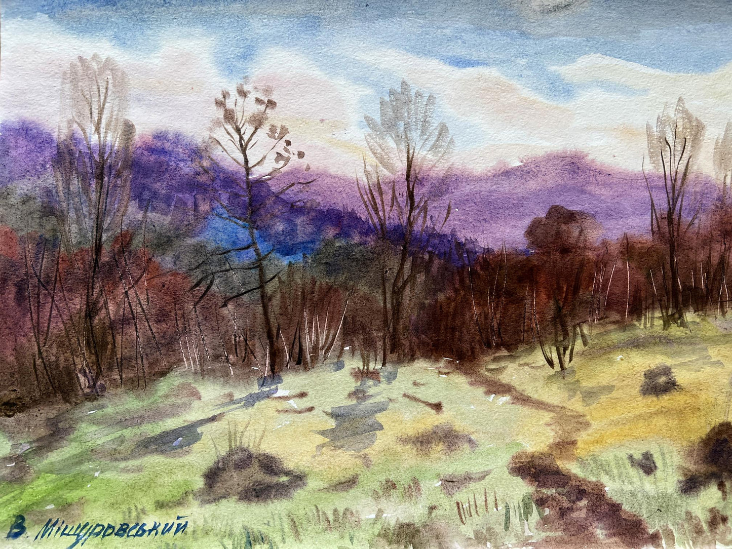 Gouache painting Autumn moment V. Mishurovsky