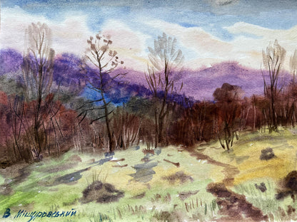 Gouache painting Autumn moment V. Mishurovsky