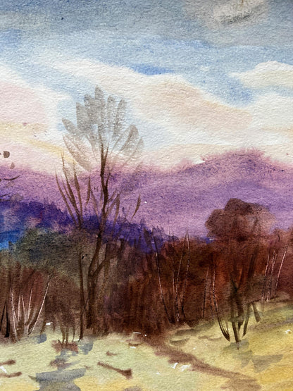 Gouache painting Autumn Nature Landscape 