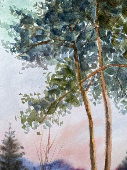 Gouache painting Carpathians 