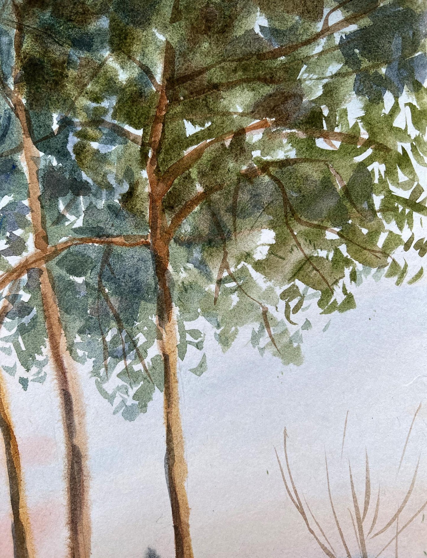 Gouache painting Winter Nature Landscape 