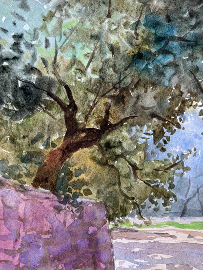 Watercolor painting city 
