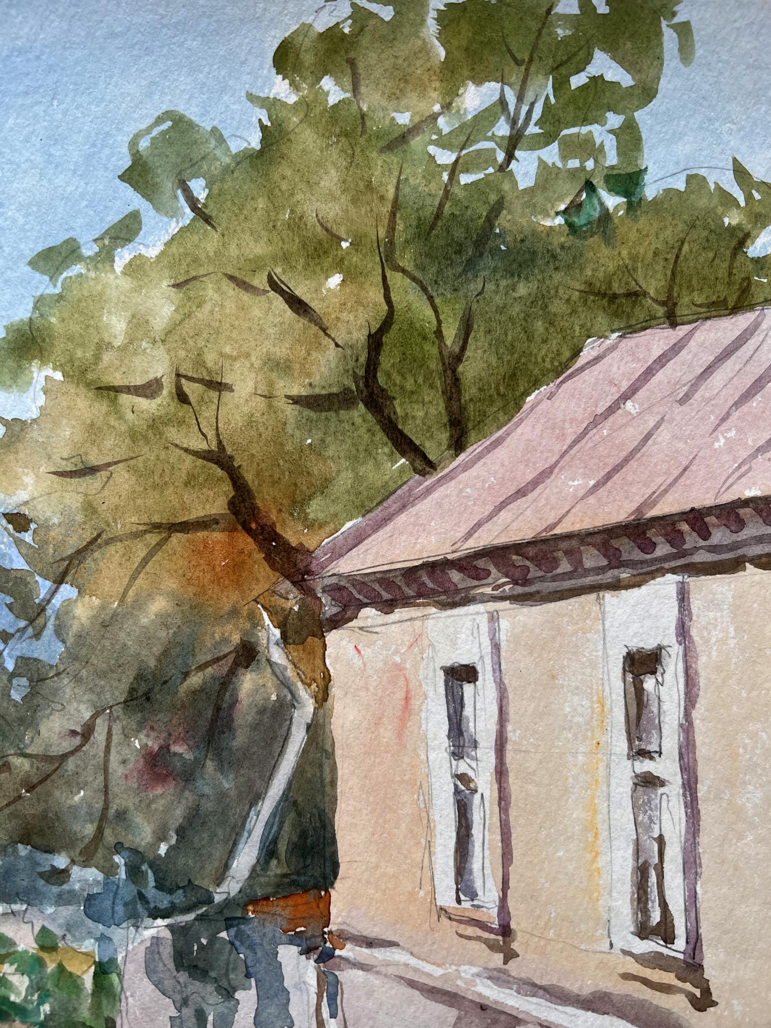 Watercolor painting Summer Cityscape